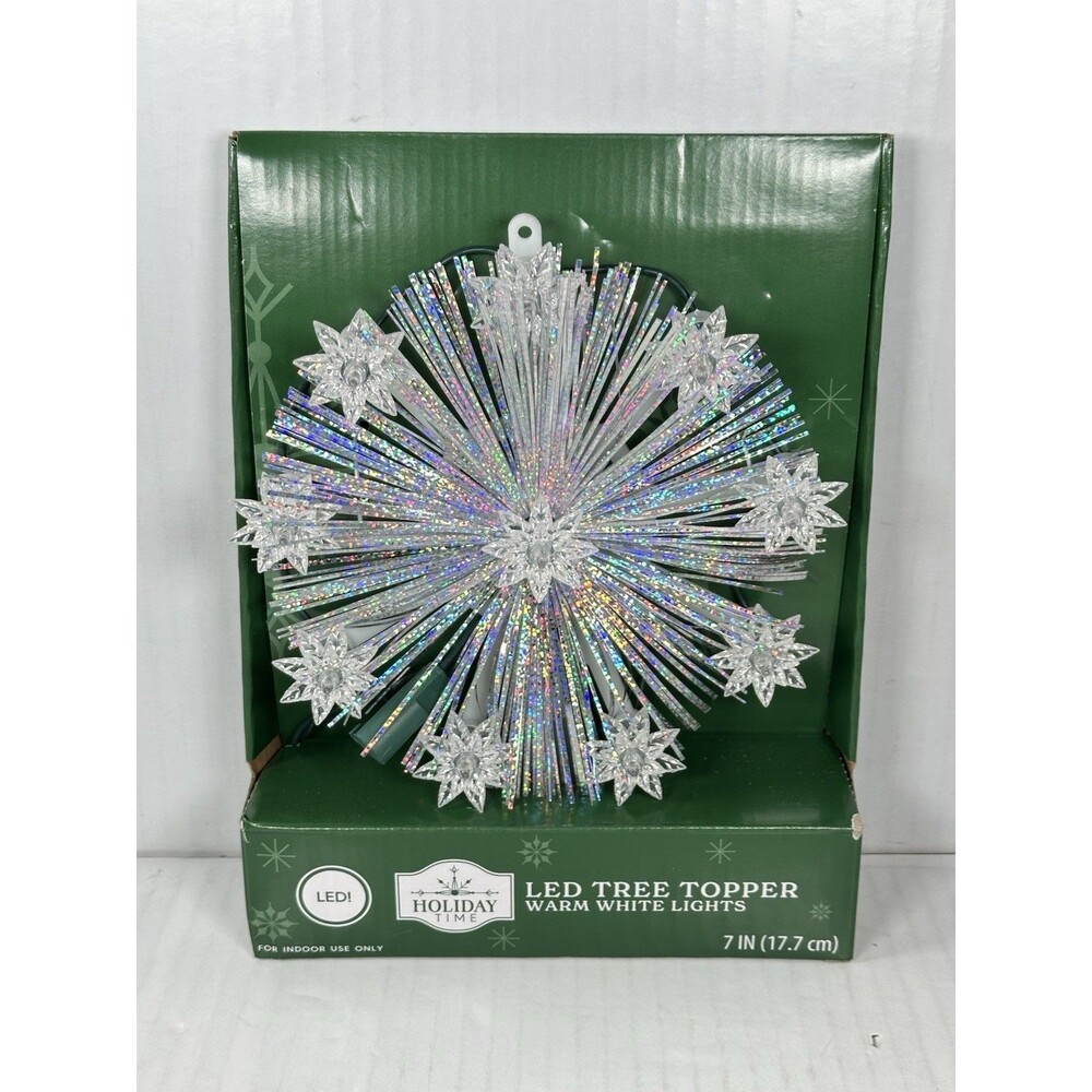 7" Holiday Time Star Warm White LED Light Up Christmas Tree Topper NEW